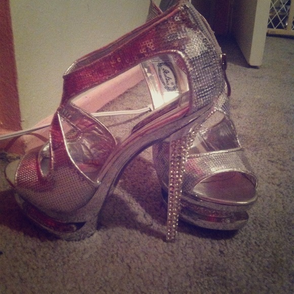 Silver bling heels