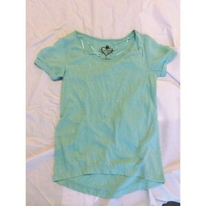 •VERA WANG teal mesh top•