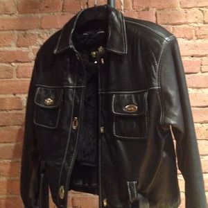 Black leather moto jacket