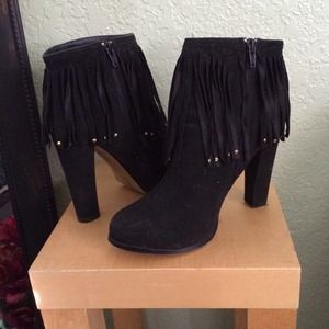 Black Fringe Booties