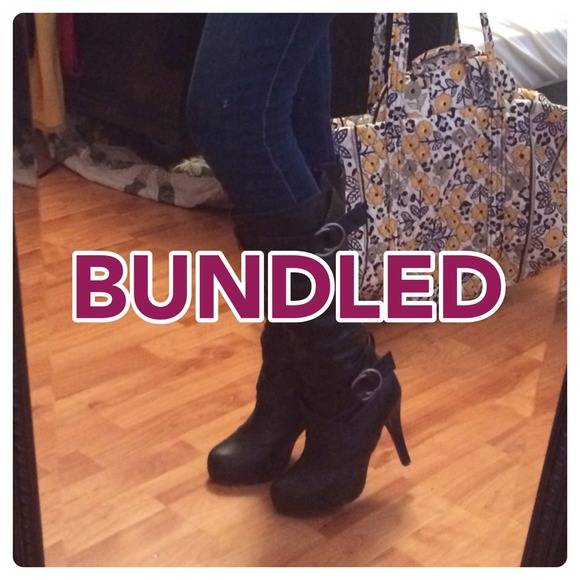 Black high heeled boots