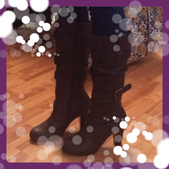 Brown heeled boots