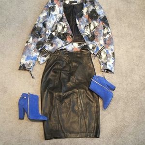 Genuine Leather Black Pencil Skirt