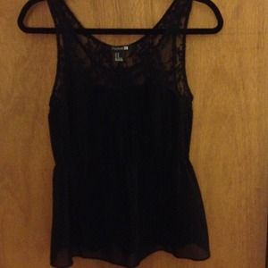 Forever21 black sheer layered shirt