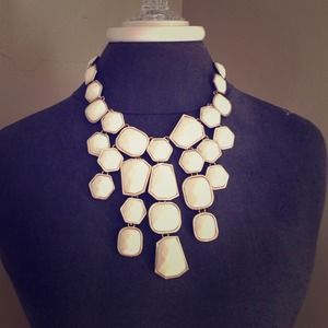 Cream geometric statement necklace