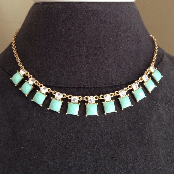 Mint layering necklace.