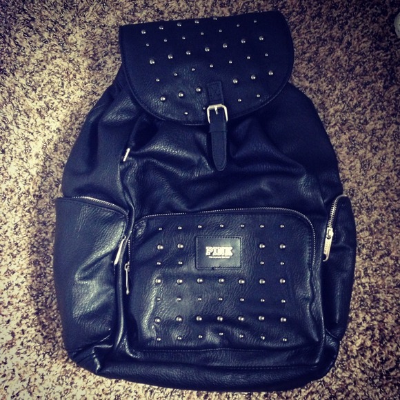 Victoria's Secret PINK black studded backpack.