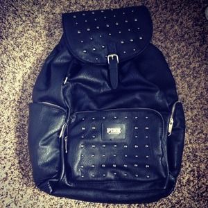 Victoria's Secret PINK black studded backpack.