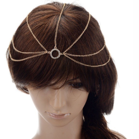Gold Rhinestoned Head Chain