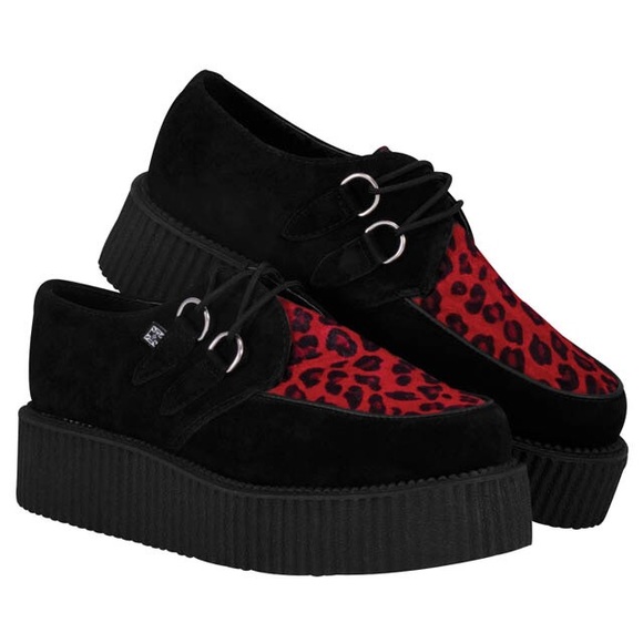 T.U.K. Shoes - T.U.K. Black red cheetah print creepers