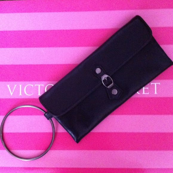Victoria's Secret Black with Pink Lining Wristlet