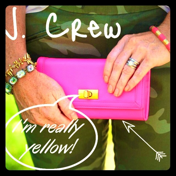 🎉HOST PICK!🎉 J. Crew neon leather clutch