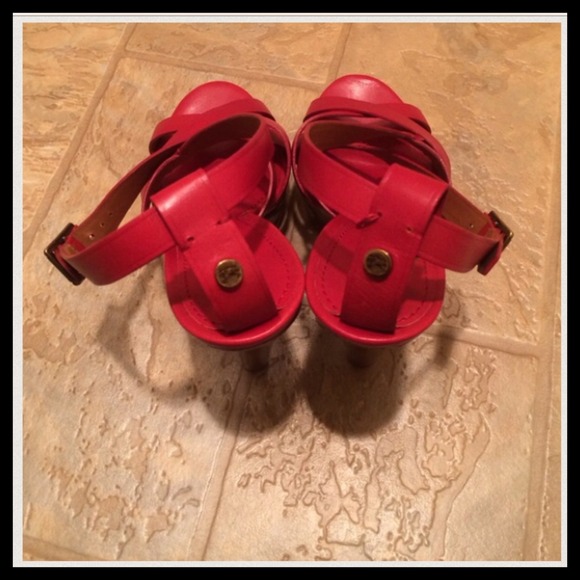 Burberry Red Sandals Wedge