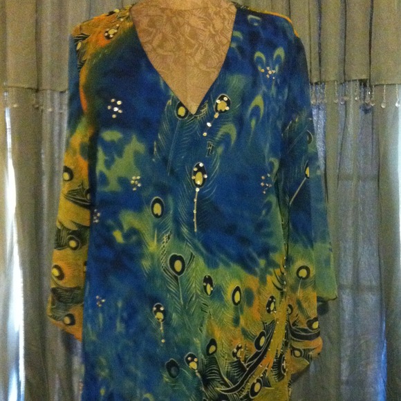 ##🚫SOLD#🚫#Peacock print chiffon w/sequin