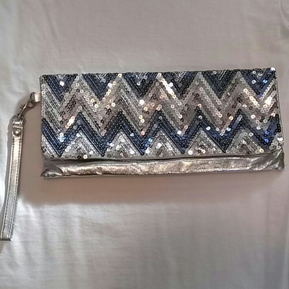 Sparkly blue & silver clutch