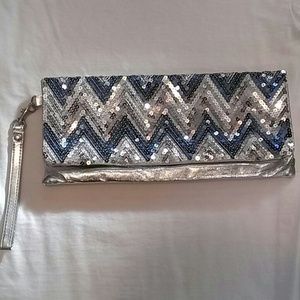 Sparkly blue & silver clutch
