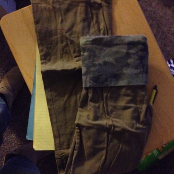 Camo and olive yoga pants