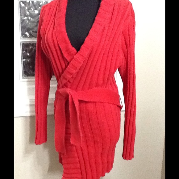 Putumayo Sweaters - True red long wrap sweater cardigan L