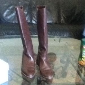 Brown leather riding boots