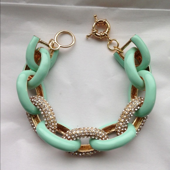 Jewelry - Mint/Pave Link Bracelet