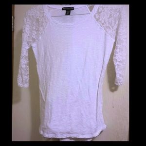 White top with lace arms