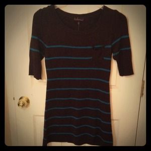 ❌SOLD❌Brown sweater/dress with blue stripes