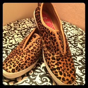 Leopard print Keds slip ons