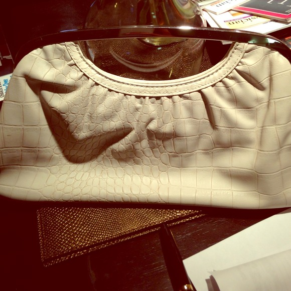 NWT white/off white croc clutch