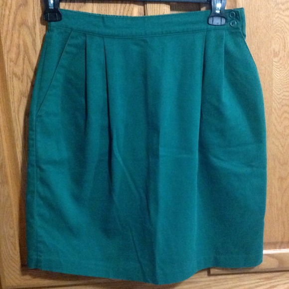 Green denim skirt