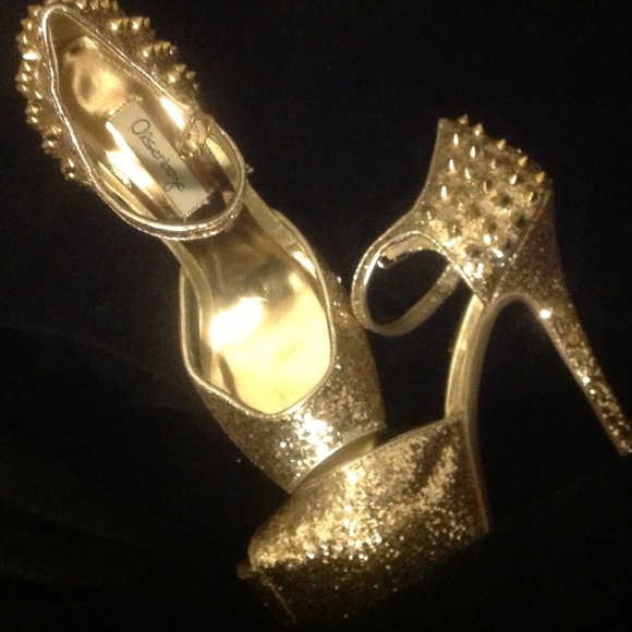 platform gold and silver glitter dust heel... - Picture 2 of 4