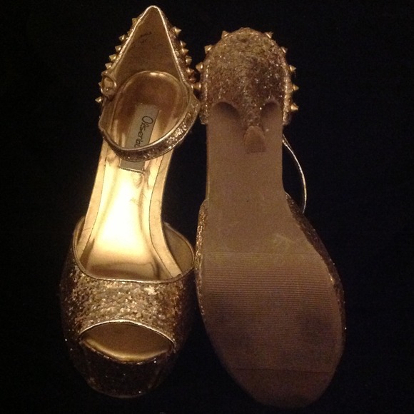 platform gold and silver glitter dust heel... - Picture 4 of 4