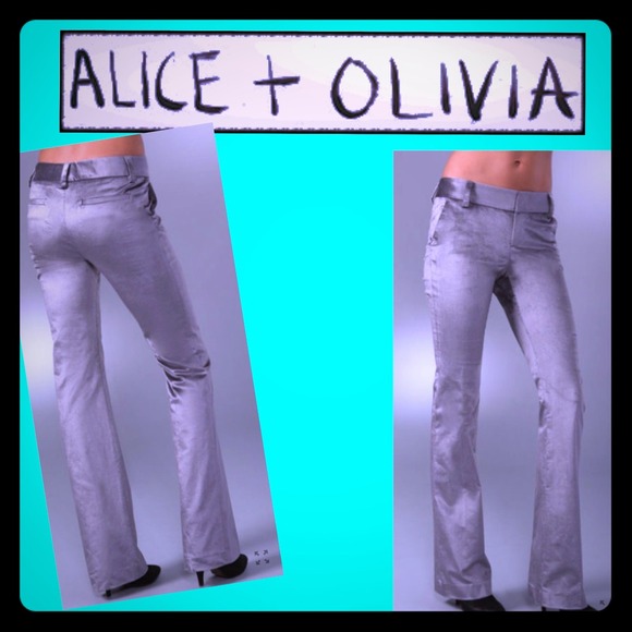 Alice + Olivia gray velvet pants