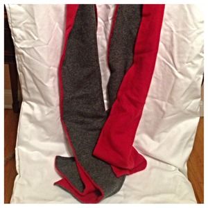 100% Cashmere Red & Gray Scarf
