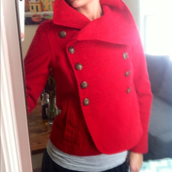 SOLD: Red Button Up Jacket - Picture 3 of 3