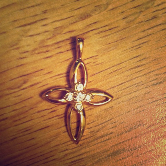 Gold plated cross with pretty stones
