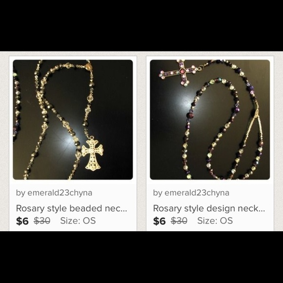 Rosary style beaded necklaces.