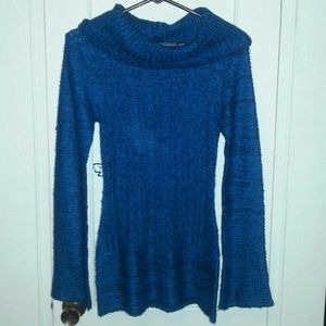 Soft Navy/Turquoise "Planet Gold" Sweater Medium