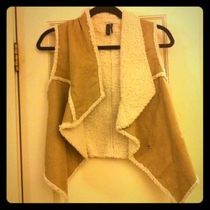 Faux suede and shearling vest