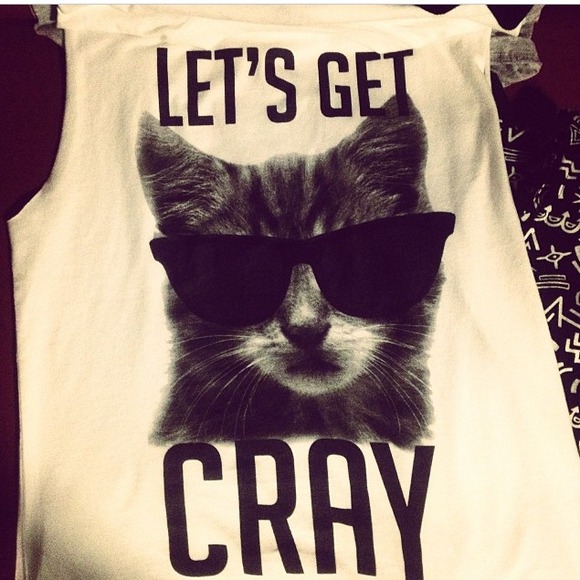 Let's get cray white cat tank size small