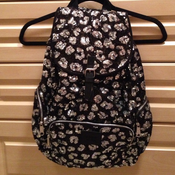 Victoria's Secret Handbags - VS PINK Leopard Sequined Large Backpack