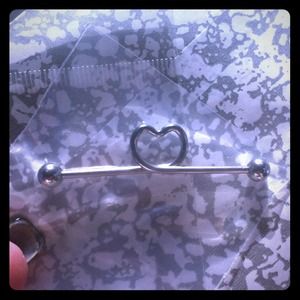 Heart loop industrial bar earring