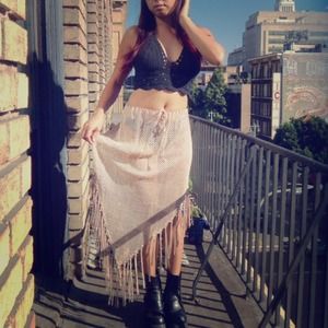 Fringed Triangle Crochet Knit Skirt