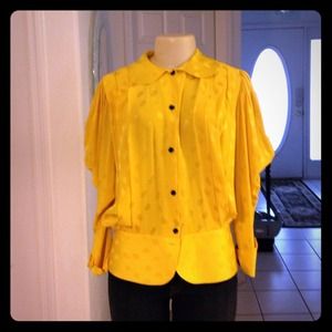 80's Vintage 100% Silk Blouse, Beautiful Yellow!