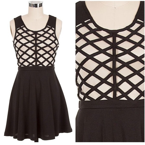 Skater Dress with Cutout Accents in Black - SALE!