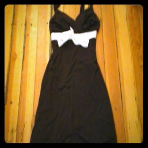 Brown My Michelle white bow dress