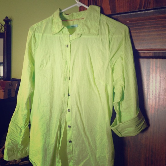 Fun neon green button down