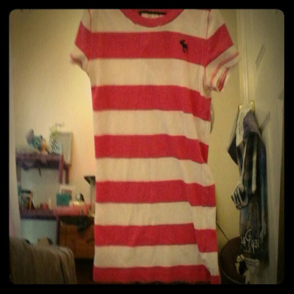 Pink and white striped Abercrombie and Fitch shirt