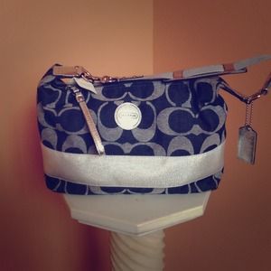 Authentic Coach Signature Striped Hobo Handbag