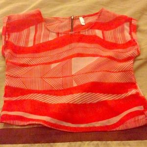 Xhilaration orange & white sheer top!!