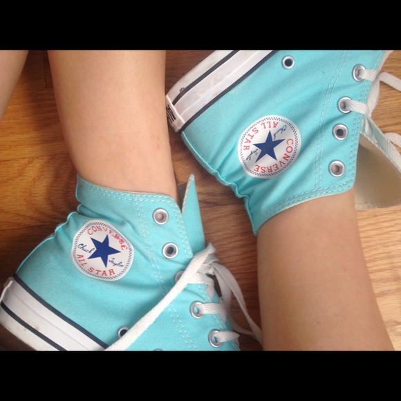 Electric blue high-top converse